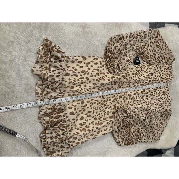 Express Leopard Ruched Ruffle Dress Size Small NWT - Picture 8 of 8